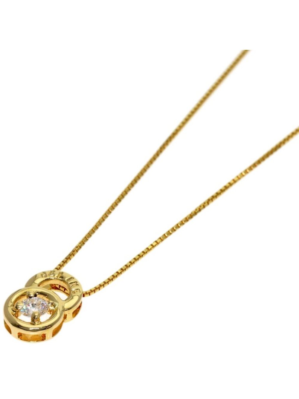 Celine Double Circle Diamond Necklace 18K Yellow Gold